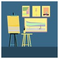 Easels or painting art boards with canvas